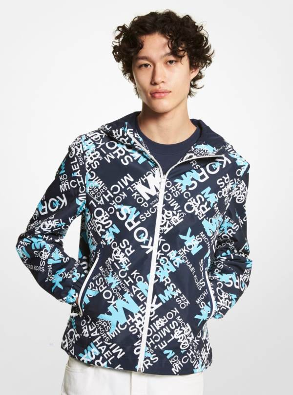 Panske Bundy Michael Kors Graphic Logo Woven Hooded Tyrkysové - Oblecenie Michael Kors Akcia | KIAWG-8763
